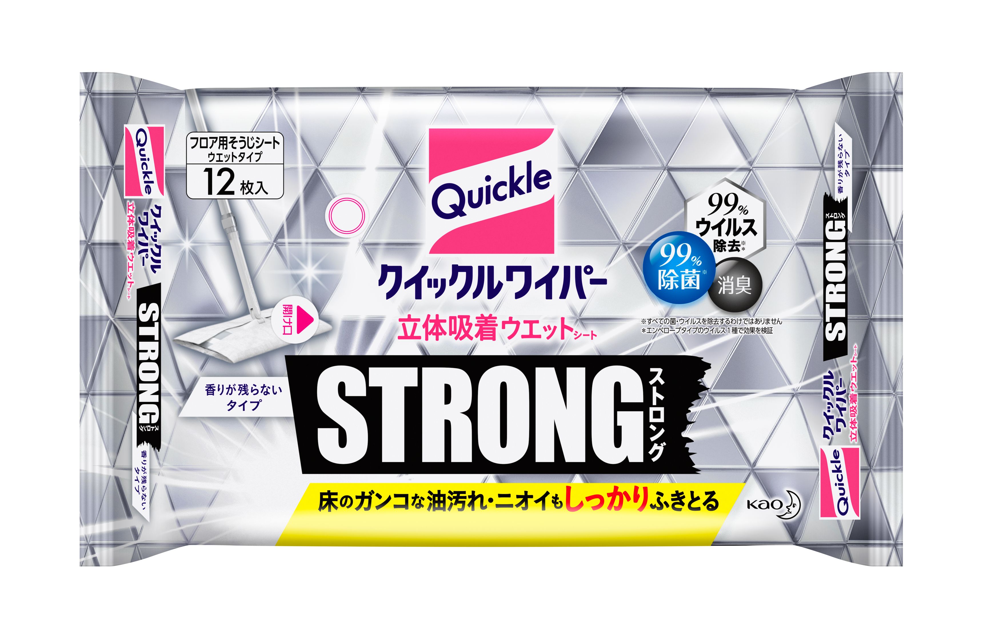 花王 製品カタログ クイックルワイパー 立体吸着ウエットシート ストロング 12枚入
